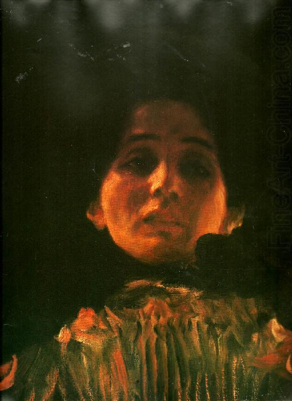 en face-portratt av kvinna,, Gustav Klimt